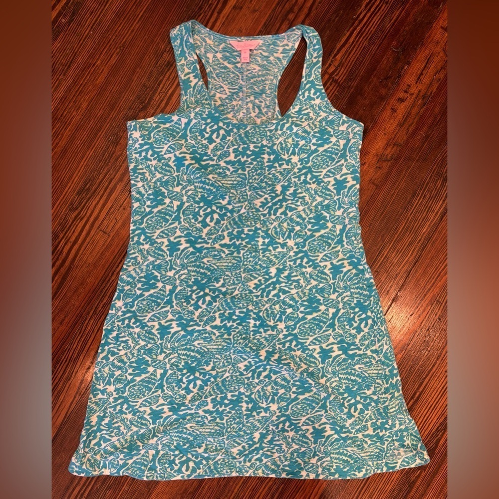 Lilly Pulitzer cordon blue sailors beach Racerback dress Sz Medium Shell Print